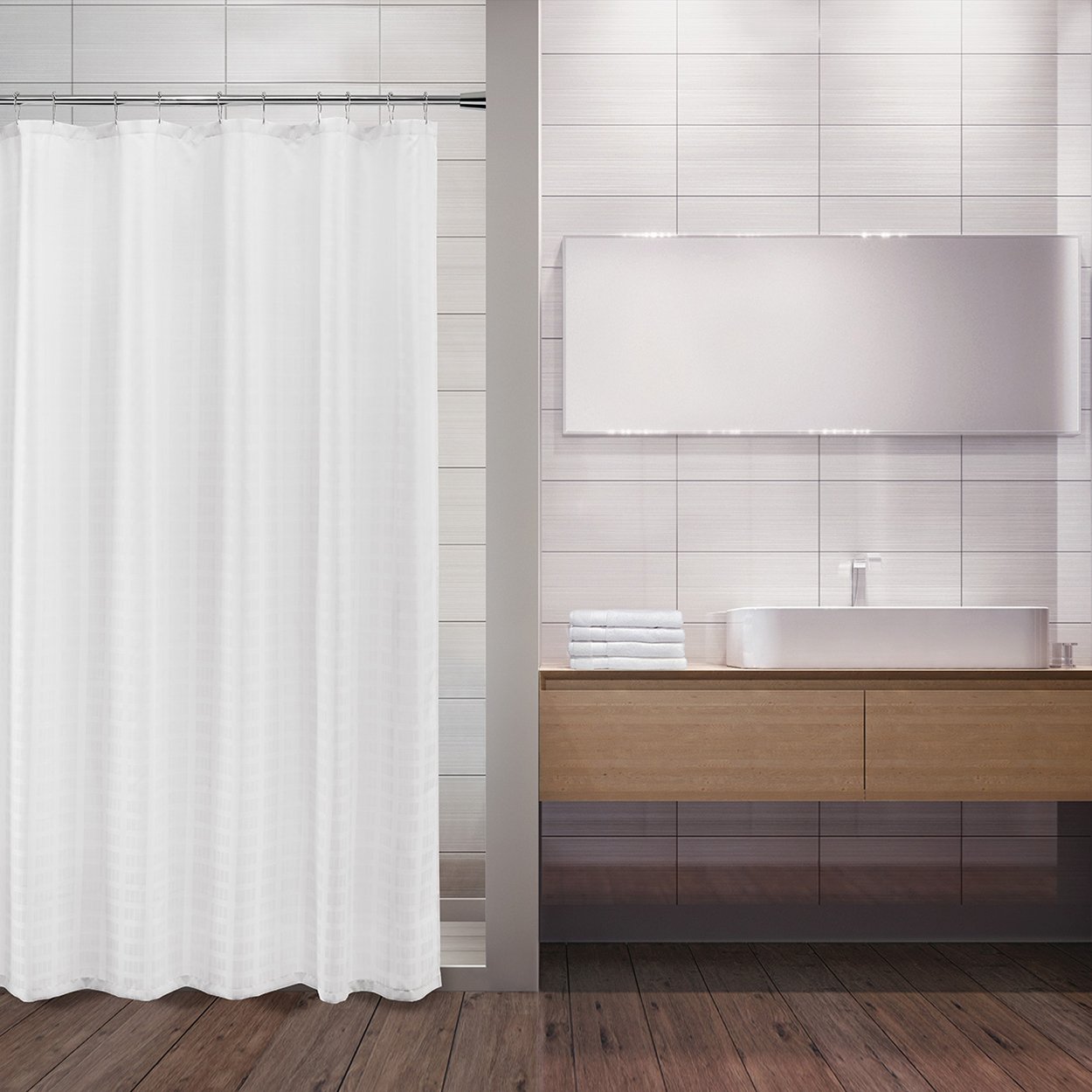 Hooked Bay Blocks Shower Curtain