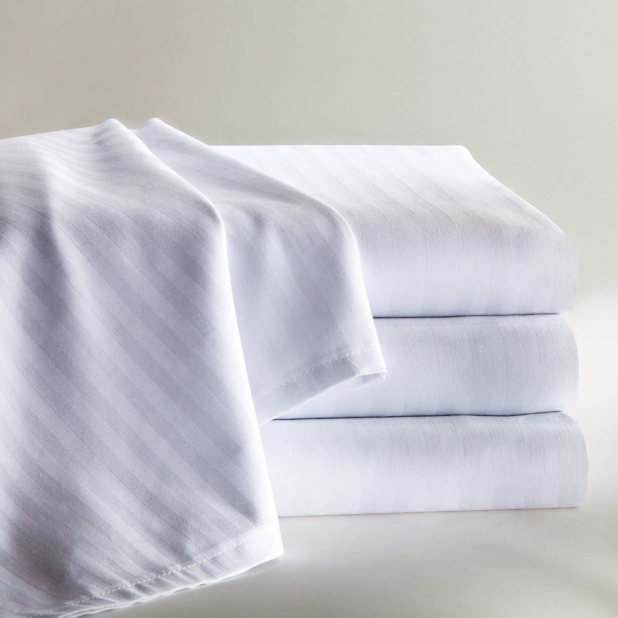 Example Crf Textiles Savannah Stripe Flat Sheet Pre-Laundered, CRF Finish White 66