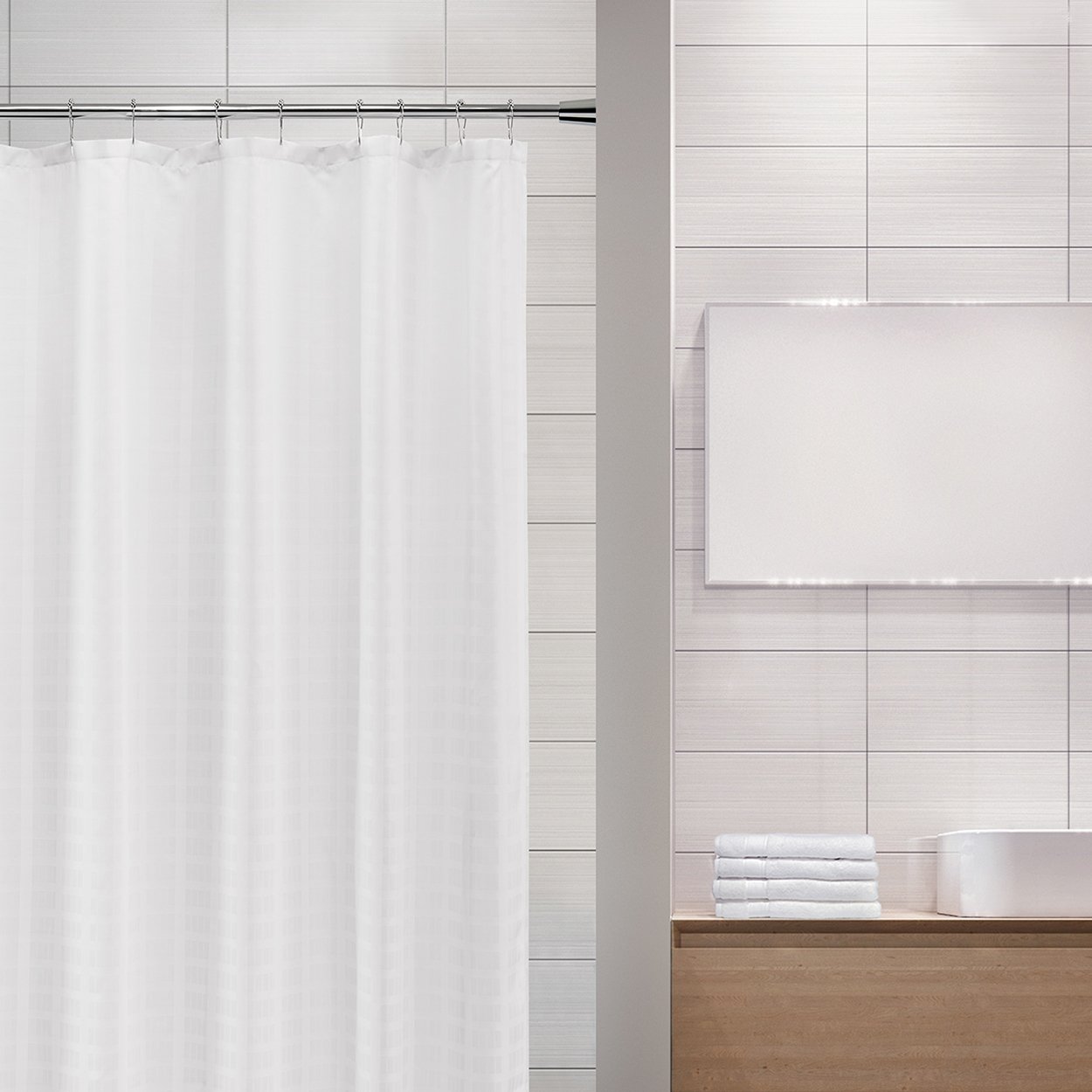Hooked Bay Blocks Shower Curtain