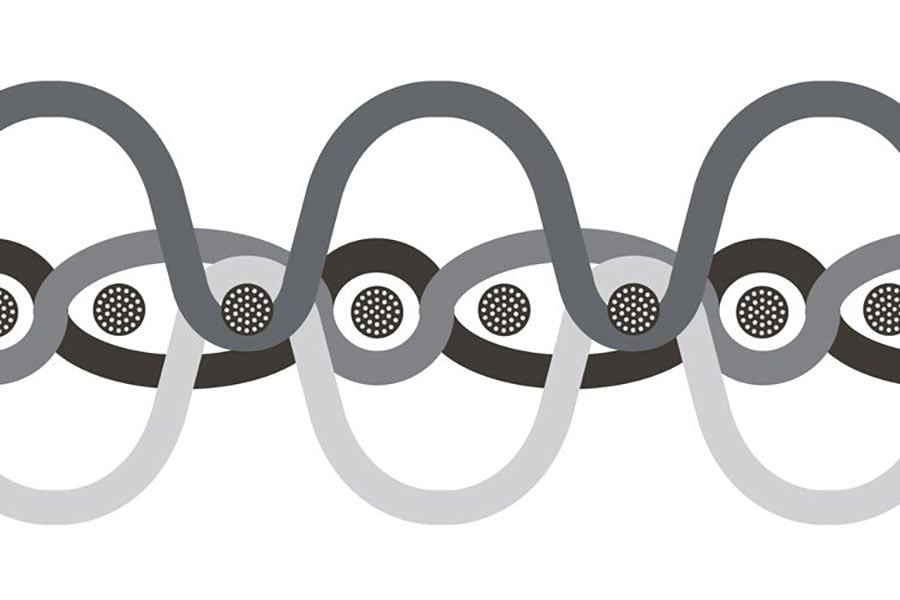 An illustration showing a cross-section of how Centium Core Technology is woven.