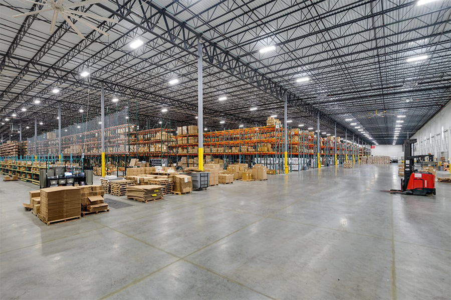 Red forklift in our new warehouse in Hebron, KY. If you are looking jobs in northern Kentucky, we are hiring.