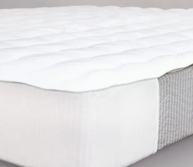 Image is of a plush mattress pad shown on a mattress. The product is the Comfort Cloud EuroTech Mattress Pad.