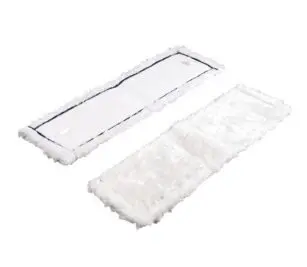 The microfiber dust pad features an ultrafine long strand pile with square corners and a stitched edge. Removes 98%+ of bacteria from hard surfaces with just water. Available in white.