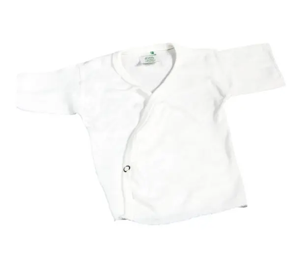 Silhouette of our short Sleeve Baby Shirts are designed for 3-24 months. Made from a cotton-rich blend this baby shirt shows the gripper closure.