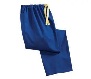 Silhoette of our Softweave® Unisex Scrub Pants are shown here folded and in the Cobalt Colorway Ring-spun yarn makes these scrub pants even softer than Poplin!