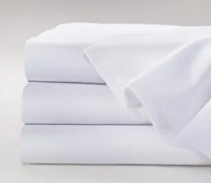 Percale Healthcare Sheeting Woven Poly Rich Sheets for hospitals and health systems. Available as flat sheets or pillowcases in the color Bleached White.