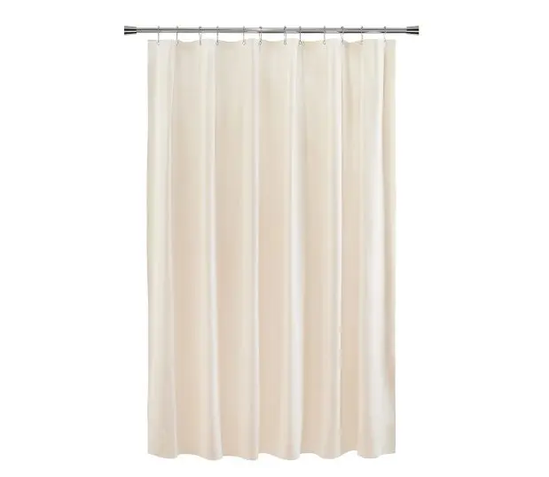 Full length silhouette of beige shower curtain in Cruise Vinyl.