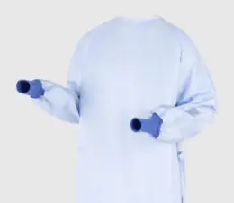 Detail of Blue Reusable ComPel® Surgical Gown with AAMI PB70 Level 2 protection.