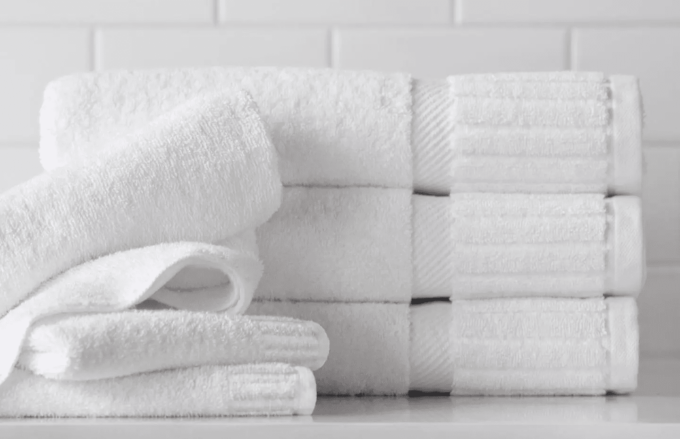 A stack of 100% cotton towels.