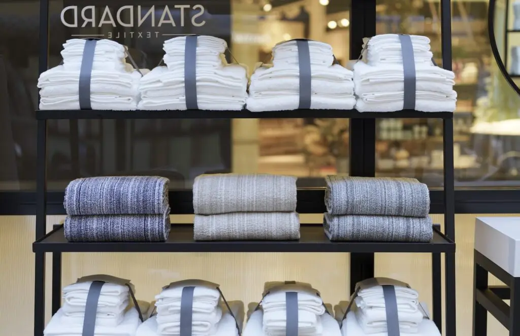 A Standard Textile pop up featuring 100% cotton towels and blankets. 