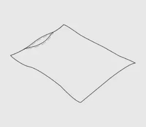 Drawing of a center opening duvet cover.