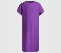 A full length photo of our plum-colored behavioral health patient gown.
