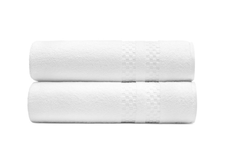 A stack of folded Capitol Bath Towels.