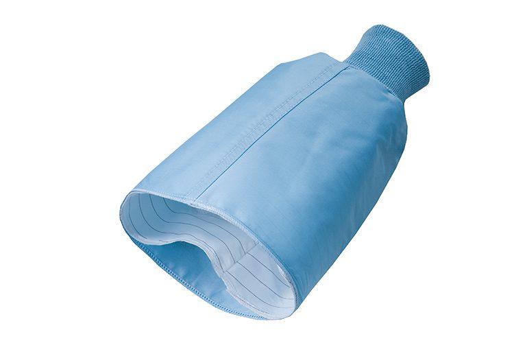 Detail of a Compel Surgical Gown sleeve. The inner Compel layer wicks moisture and the outer layer repels fluids.