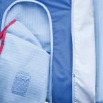 Blue surgical drapes in Compel, a patented continuous-filament synthetic construction that repels liquids even as it allows moisture vapor to pass through.