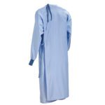 A ComPel surgical gown seen from the back. These gowns medical offer protection and comfort.