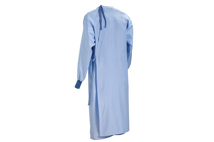 A ComPel surgical gown seen from the back. These gowns medical offer protection and comfort.