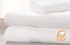 Image of stack of white Euro Classique Towels with PDF icon superimposed on the image.