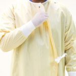 This image demonstrates the front opening of our reusable isolation gown. Our precaution gowns are manufactured with innovative ComPel® technology.