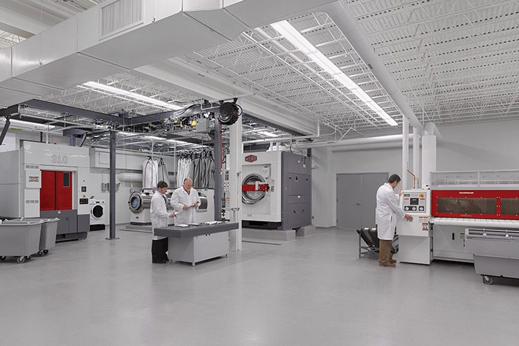 A behind the scenes look at our Laundry lab, featuring several technicians working on various projects.
