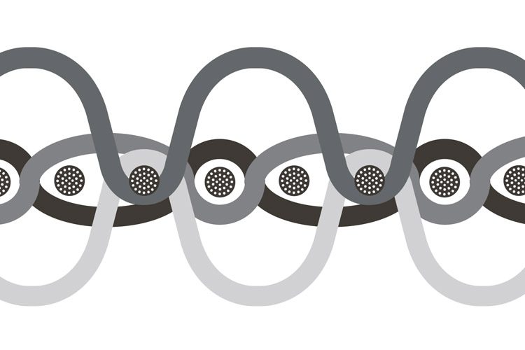 An illustration showing a cross-section of how Centium Core Technology is woven.