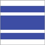 Swatch of Bath Blanket with a 3 navy blue stripes.