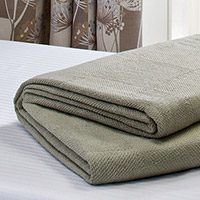 Hospital Blanket Serenity™ folded and laying on a hospital bed | Healthcare Blankets & Spreads
