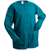 Warm Up Jackets such as the one shown here are part of our hospital scrubs program. This Unisex Scrubs Warm Up Jacket is shown in Teal and, as part of our medical scrubs program, is utilitarian and stylish.