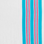 Traditional baby receiving blanket with blue and pink stripes.