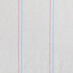 A cute baby receiving blanket natural color with small pink and blue stripes.