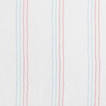 A baby receiving blanket with two blue and two pink stripes in a repeating pattern.