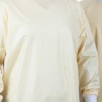 close-up of reusable isolation gown