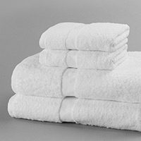 stack of white classic cam towels