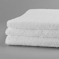 stack of three white e-star towels