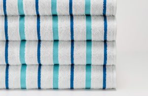 Standard Textile Stripe Pool Towels in Seaglass