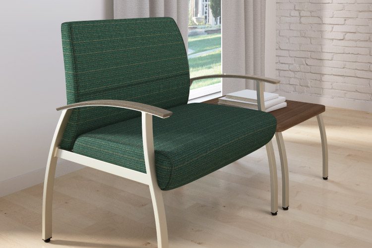 green upholstered healthcare waiting room chair