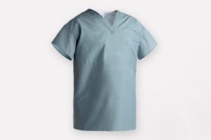 Floating image of a classic scrubs top. Standard Textile offers hospital scrubs in a wide variety of sizes and colors.