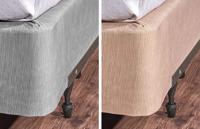Encircle ® Box Spring Cover is shown side-by-side in two colorways, Magnesium and San