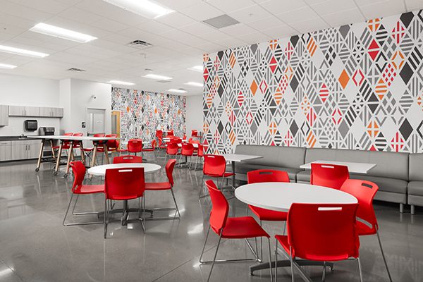 Image of impressively designed lunchroom in our distribution center in Hebron, KY. If you're looking for jobs in Hebron KY or jobs in northern Kentucky, we are hiring.