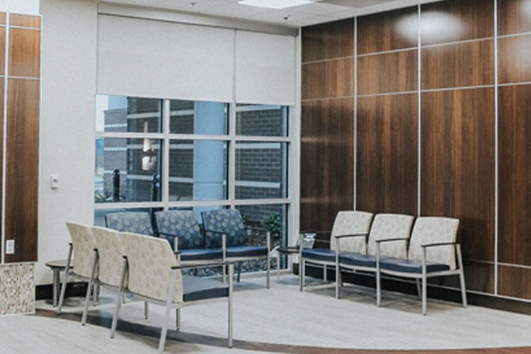 Image of a waiting area with seating featuring Standard Textile fabrics.