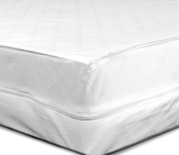 Corner detail of AllerEase® Professional Box Spring Cover. The purpose of the cover is to to be an allergen, dust mite, and bed bug barricade.