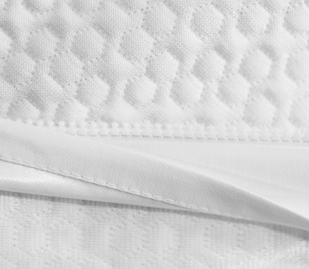 Detail of zipper for AllerEase Platinum Plus Mattress Encasement. This mattress encasement protects against bed bugs, dust mites, allergens, spills, and microbes.
