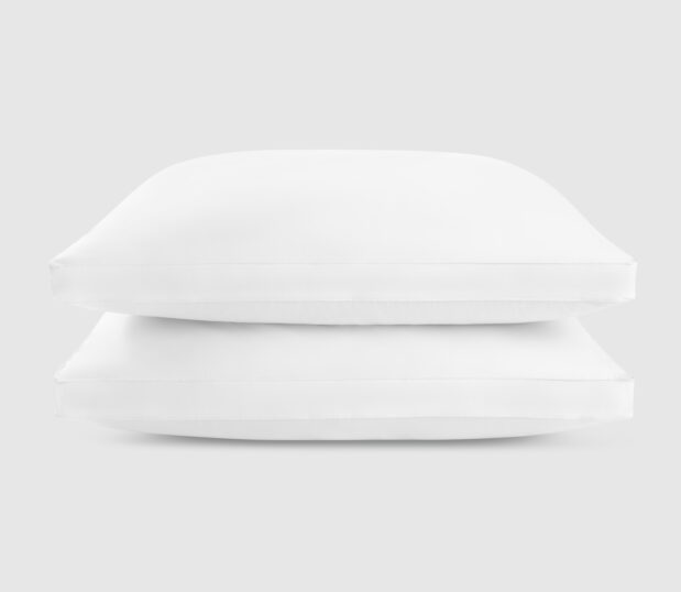 The Lynova® Luxury Hotel Pillow is shown in this image with two pillows stacked.