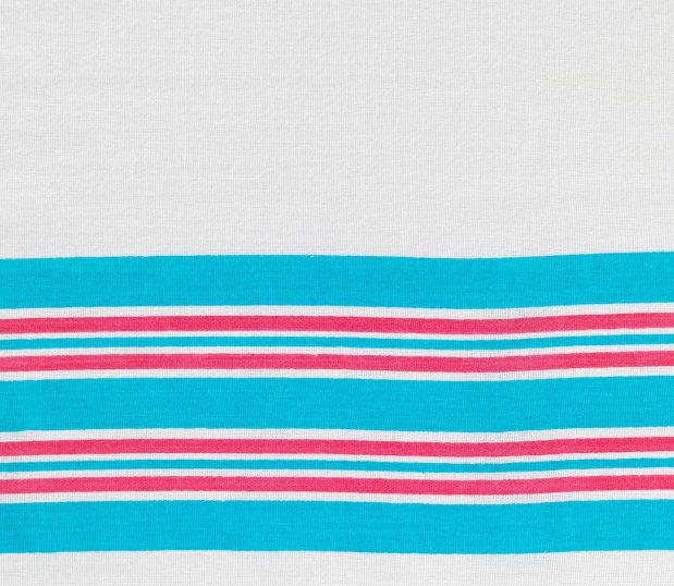 Detail of our Striped Baby Blanket with the pink & blue stripes.