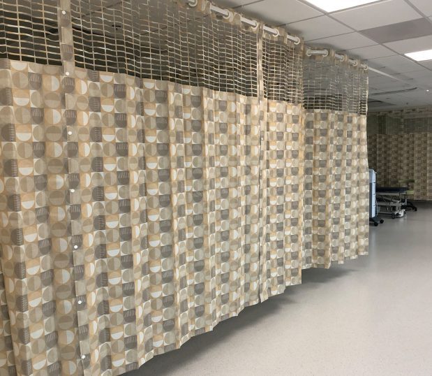 On the Right Track Disposable Privacy Curtains are seen here in an Emergency Room. These ER cubicle curtains are easy to replace.