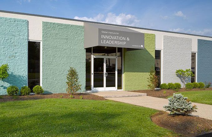 The exterior of the Global Institute for Innovation and Leadership building.