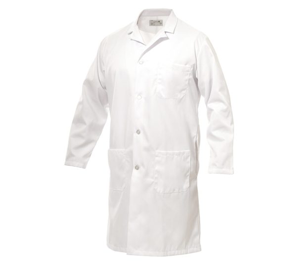 This popular 40" Men's Poplin Lab Coat is styled with a crisp-looking, plain back.