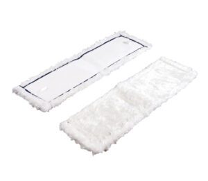 The microfiber dust pad features an ultrafine long strand pile with square corners and a stitched edge. Removes 98%+ of bacteria from hard surfaces with just water. Available in white.