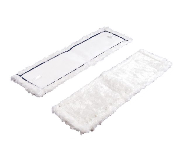 The microfiber dust pad features an ultrafine long strand pile with square corners and a stitched edge. Removes 98%+ of bacteria from hard surfaces with just water. Available in white.