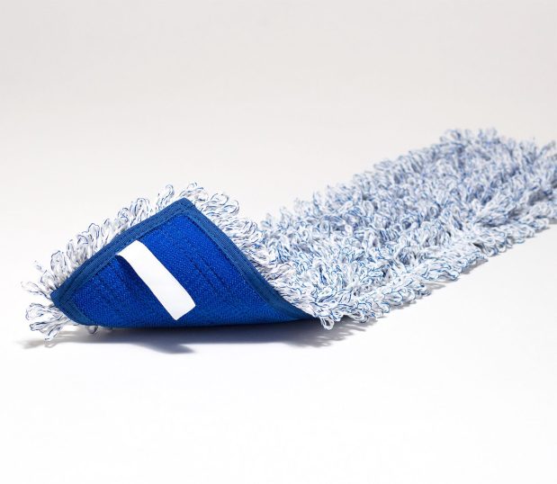 Our microfiber wet dust pad features a two tone, long loop pile with fringed loop edging and a convenient Velcro backing. Available in blue/white color.